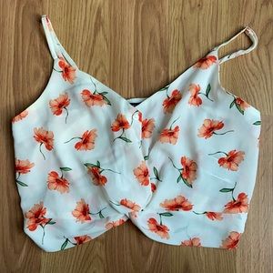 floral crop top with adjustable straps